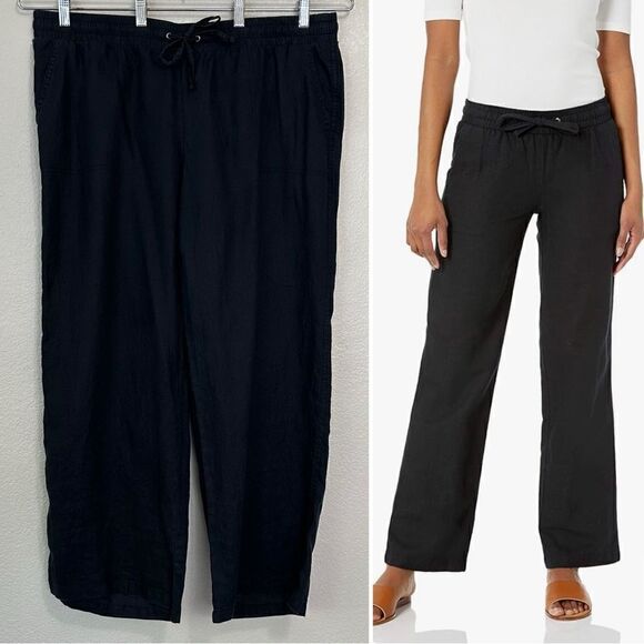 Amazon Essentials 100% Linen Black Drawstring Pants - Picture 1 of 12
